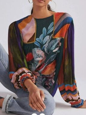 Anthropologie Bl^nk London Miranda Peasant Top Blouse